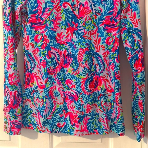 NWOT Women’s Lilly Pulitzer Aleah Surf Blue & Pink Flim Flam Top Size XS - Picture 4 of 8